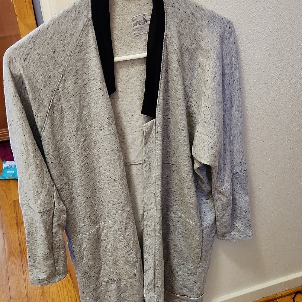 Gray Women's Jacket with Black Trim